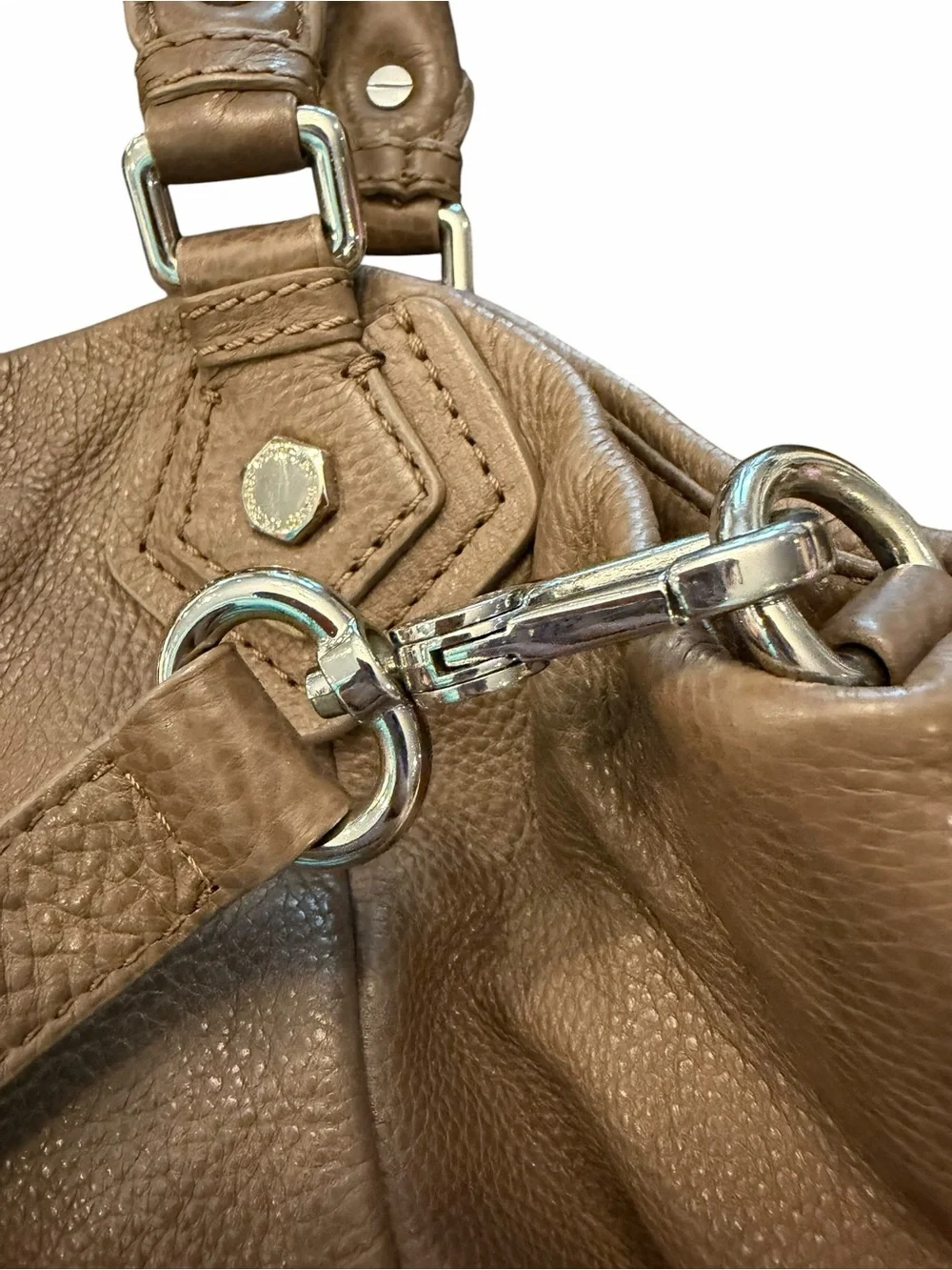 MARC By MARC JACOBS Taupe Classic Q Fran Leather Tote Shoulder Bag Hobo Preppy
